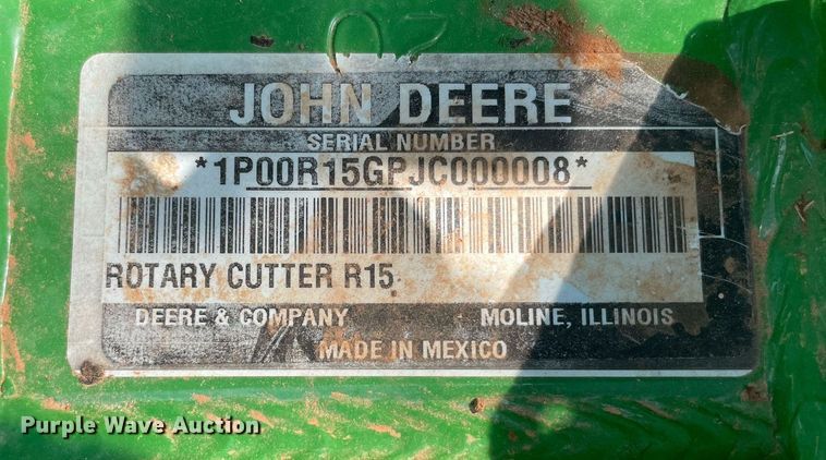 image for item DM0315 John Deere R15  batwing rotary mower