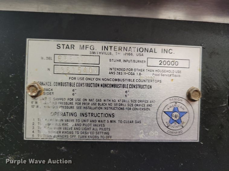 image for item DN4001 Star 636  griddle