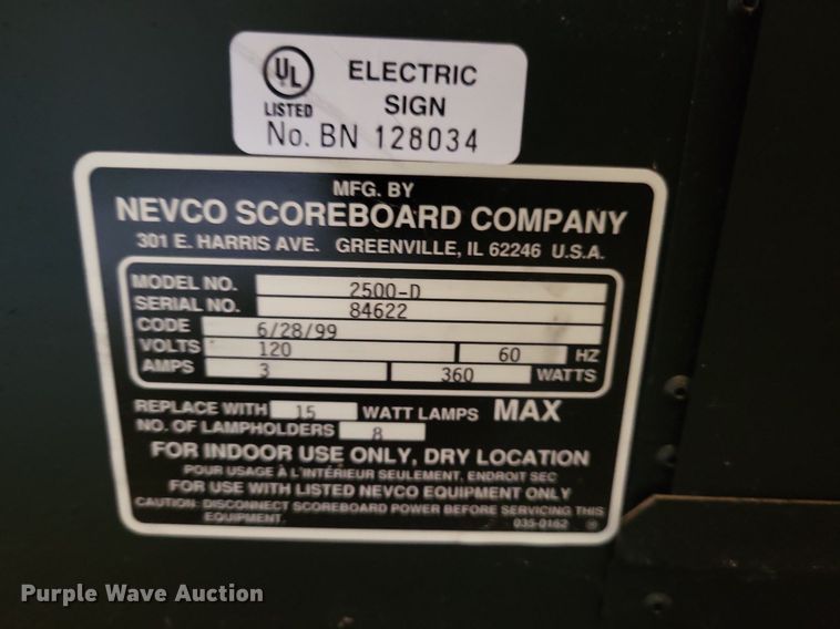 image for item DN4010 Nevco 2500-D  scoreboard