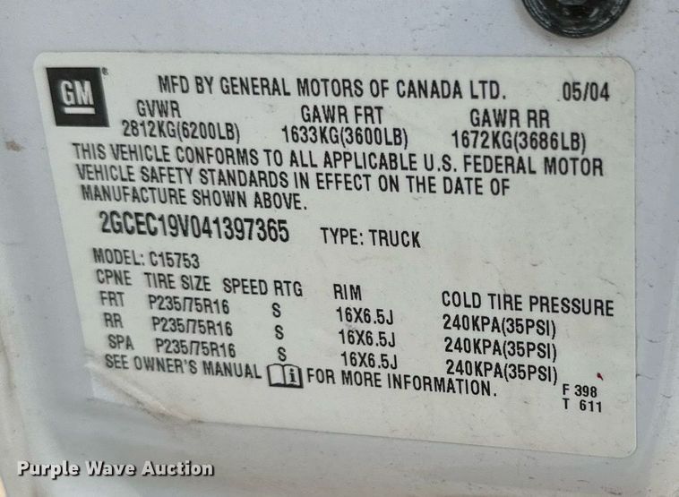 image for item DN4716 2004 Chevrolet Silverado 1500  Ext. Cab pickup truck