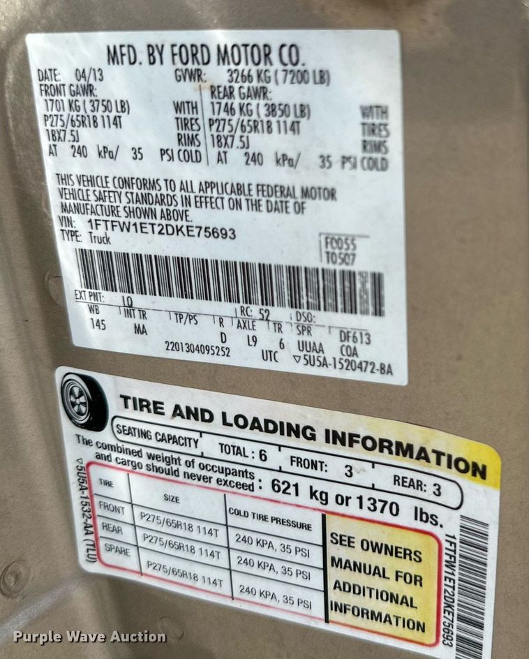 image for item DN4717 2013 Ford F150  SuperCrew pickup truck