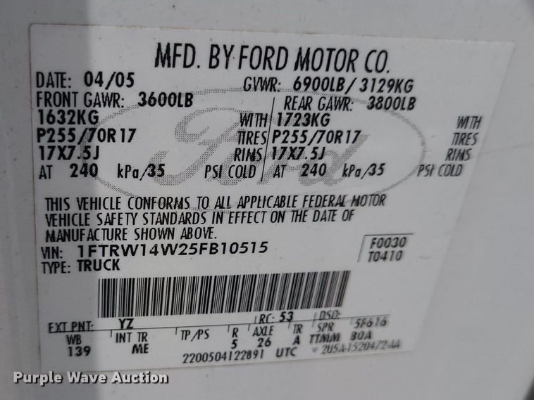 image for item DN8527 2005 Ford F150 XL  SuperCrew pickup truck