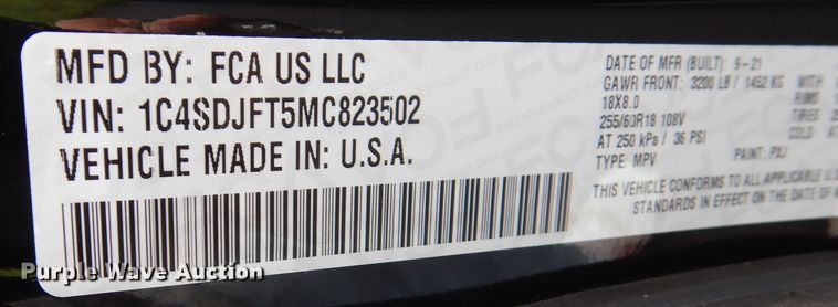 image for item DN8547 2021 Dodge Durango H4  SUV