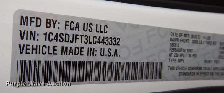 image for item DN8548 2020 Dodge Durango H4  SUV