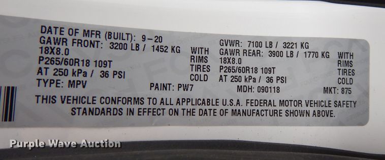 image for item DN8549 2020 Dodge Durango H4  SUV