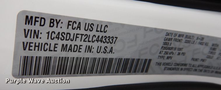 image for item DN8549 2020 Dodge Durango H4  SUV