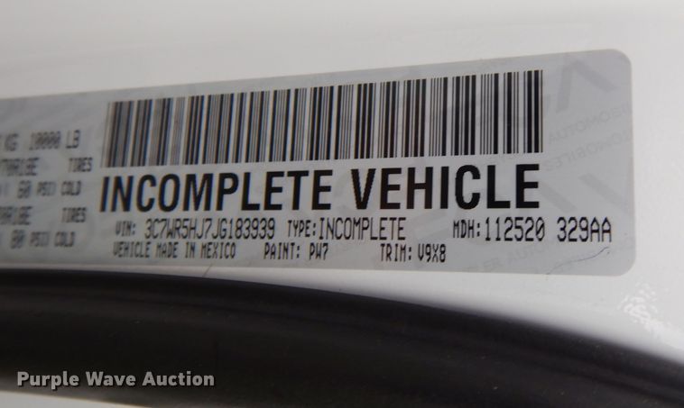 image for item DN8555 2018 Dodge Ram 2500 HD  Crew Cab utility bed pickup truck