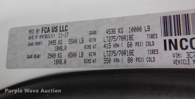 image for item DN8555 2018 Dodge Ram 2500 HD  Crew Cab utility bed pickup truck