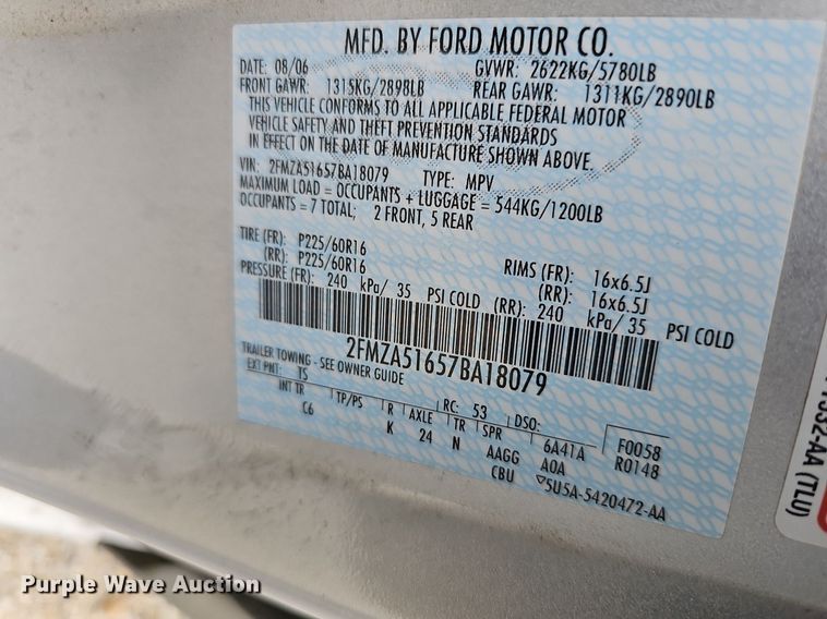 image for item DN8608 2007 Ford Freestar SE  van