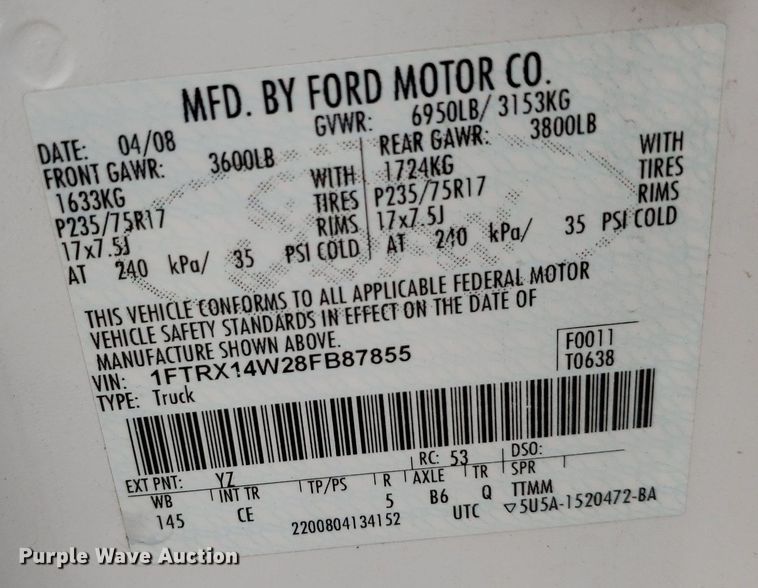 image for item DO2941 2008 Ford F150  SuperCab pickup truck