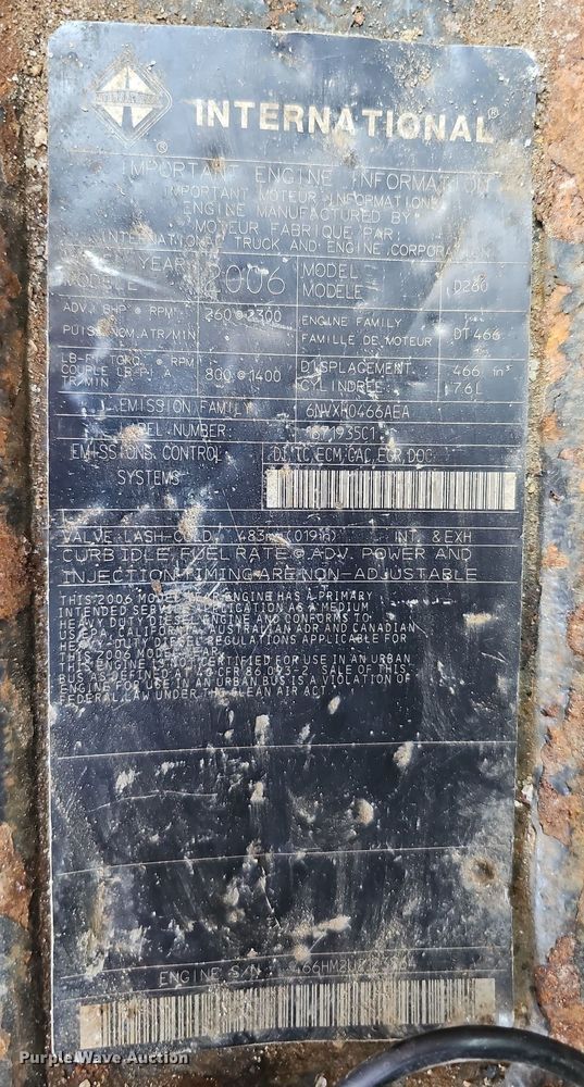 image for item DQ0104 2007 International 7400  dump truck