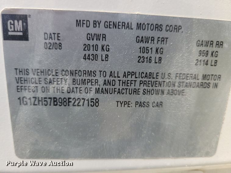 image for item JO9278 2008 Chevrolet Malibu LT