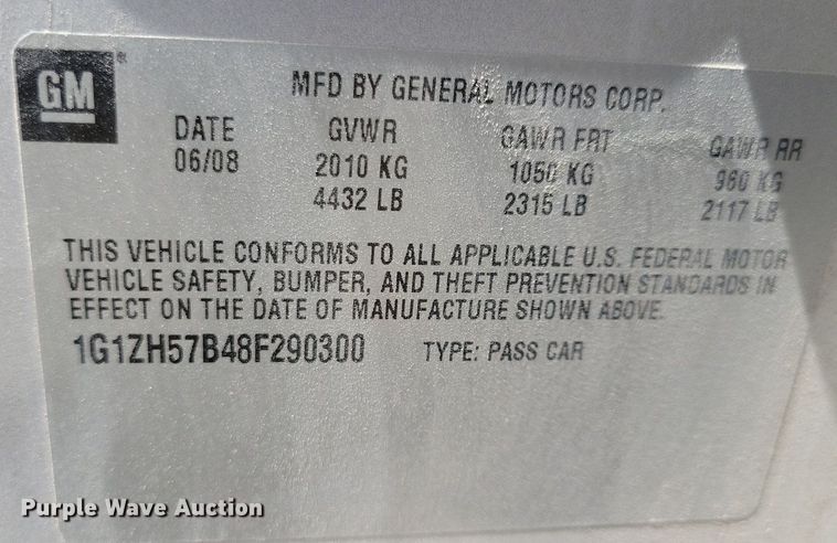 image for item JO9280 2008 Chevrolet Malibu LT