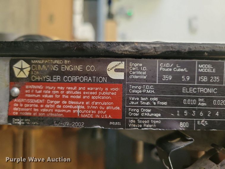 image for item JO9295 2002 Cummins ISB 235  engine