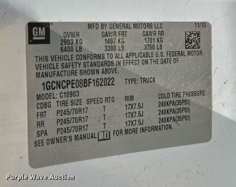 image for item KM9843 2011 Chevrolet Silverado 1500  pickup truck