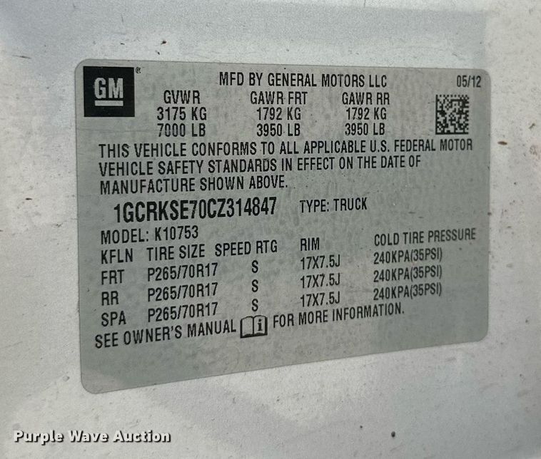 image for item KM9844 2012 Chevrolet Silverado 1500  Ext. Cab pickup truck