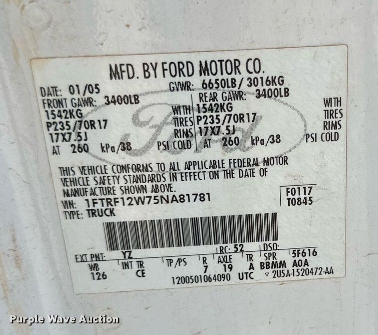 image for item KM9846 2005 Ford F150  Ext. Cab pickup truck