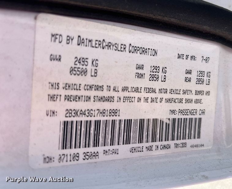 image for item LE9543 2007 Dodge Charger