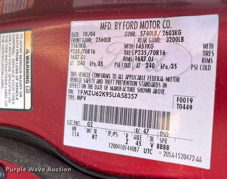 image for item LE9546 2005 Ford Explorer  SUV