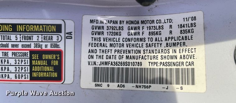 image for item LE9547 2009 Honda Civic