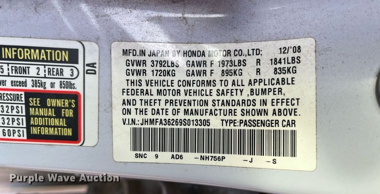 image for item LE9548 2009 Honda Civic