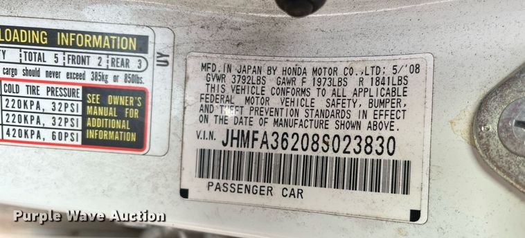 image for item LE9549 2008 Honda Civic