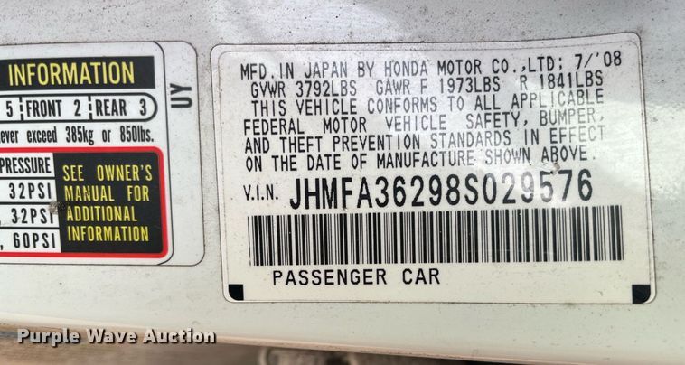 image for item LE9550 2008 Honda Civic