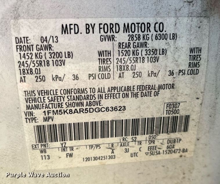 image for item LE9551 2013 Ford Explorer Police Interceptor  SUV