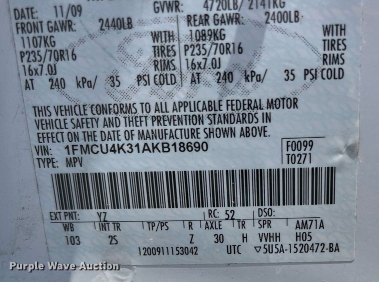 image for item LE9564 2010 Ford Escape Hybrid  SUV