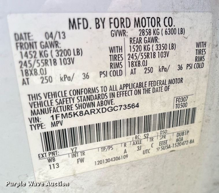 image for item LE9565 2013 Ford Explorer Police Interceptor  SUV