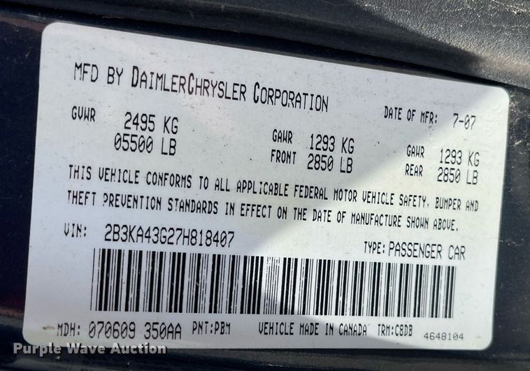 image for item LE9566 2007 Dodge Charger