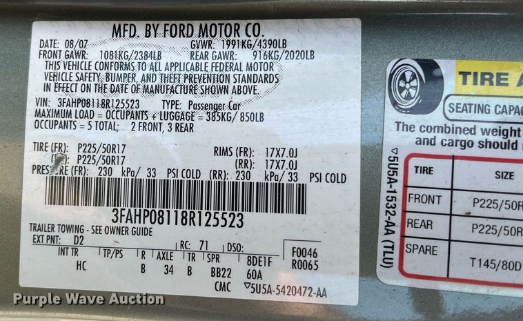 image for item LE9568 2008 Ford Fusion