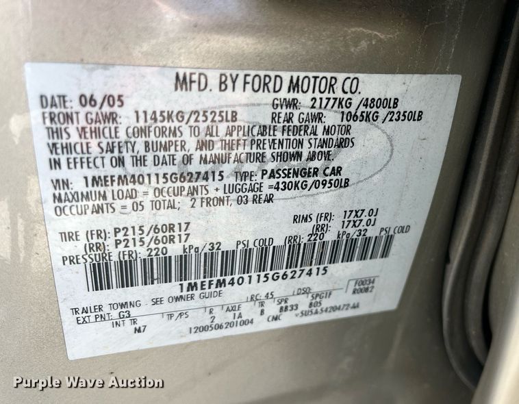 image for item LE9570 2005 Mercury Montego