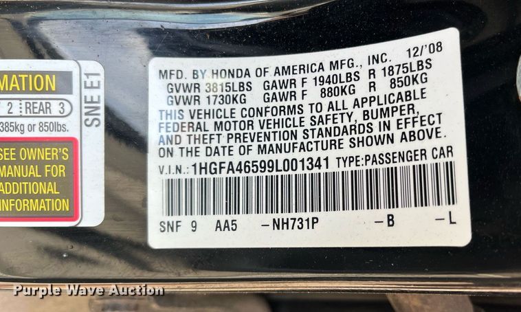 image for item LE9571 2009 Honda Civic