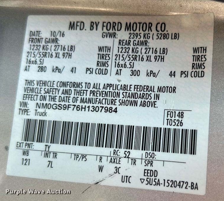 image for item LE9574 2017 Ford Transit Connect  van