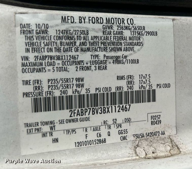 image for item LE9579 2011 Ford Crown Victoria Police Interceptor