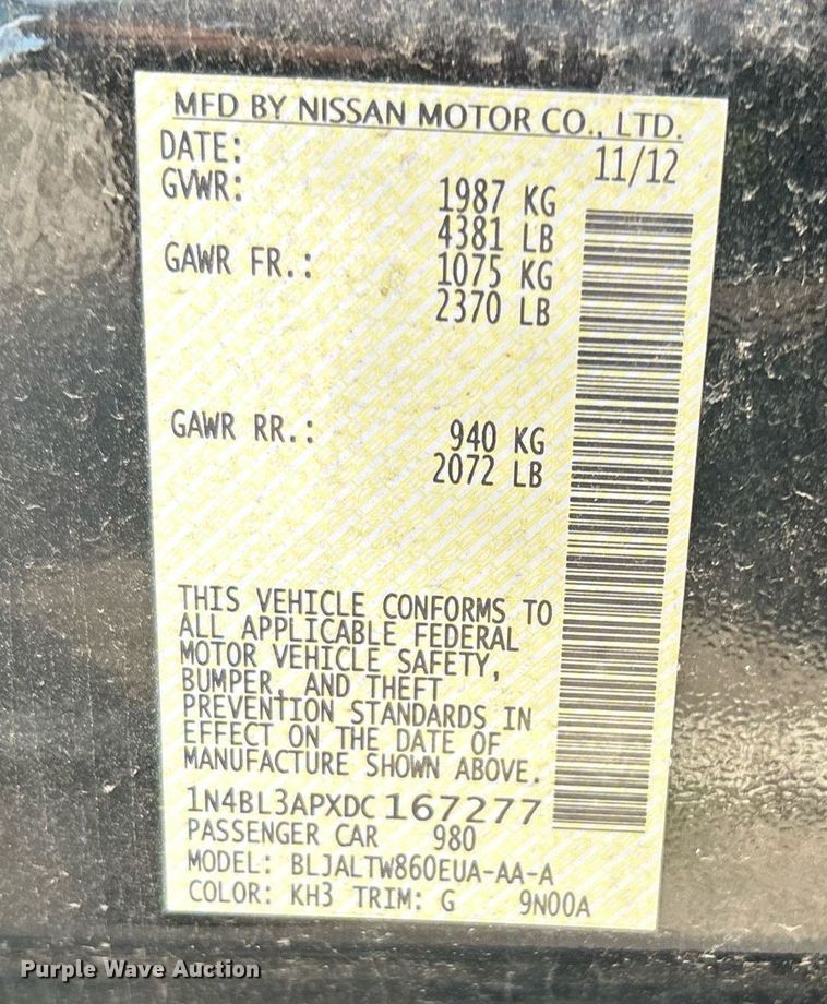 image for item LE9581 2013 Nissan Altima