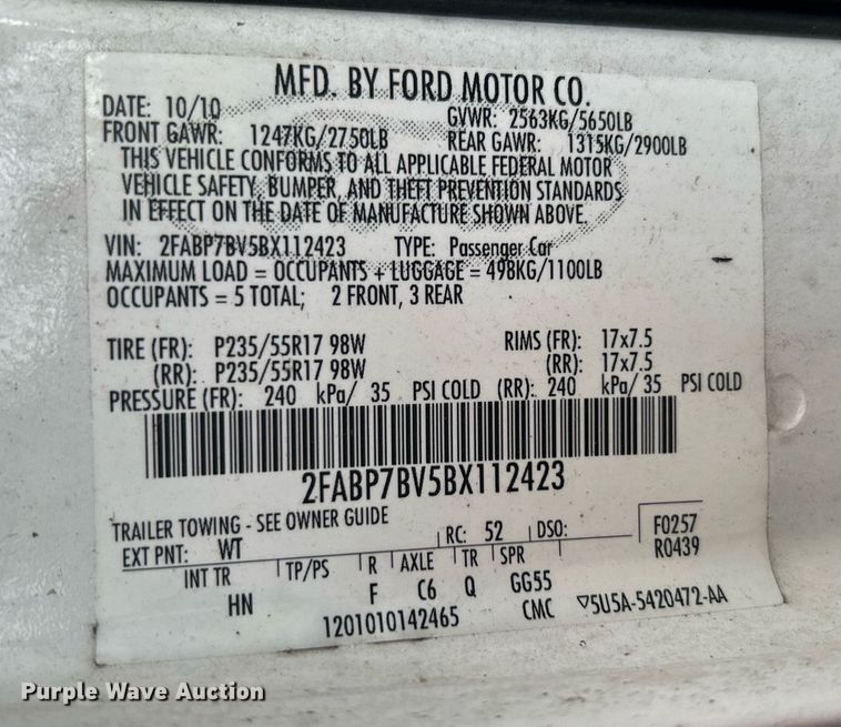 image for item LE9588 2011 Ford Crown Victoria Police Interceptor