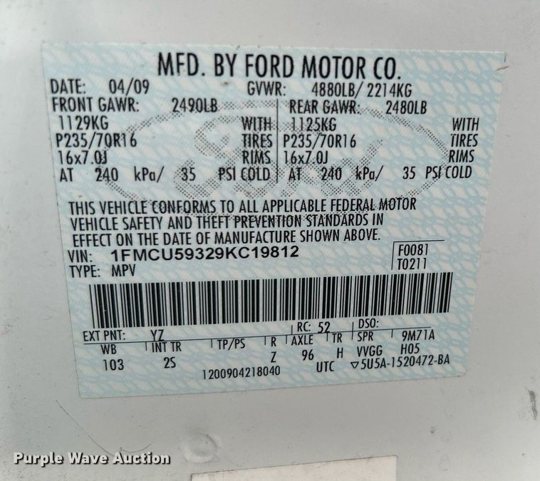 image for item LE9590 2009 Ford Escape Hybrid  SUV
