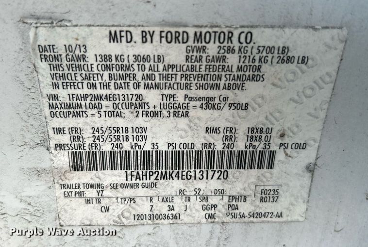 image for item LE9591 2014 Ford Taurus Police Interceptor