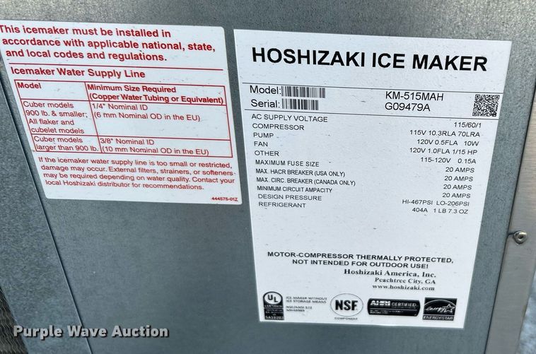image for item LE9610 Hoshizaki KM-515MAH  ice maker