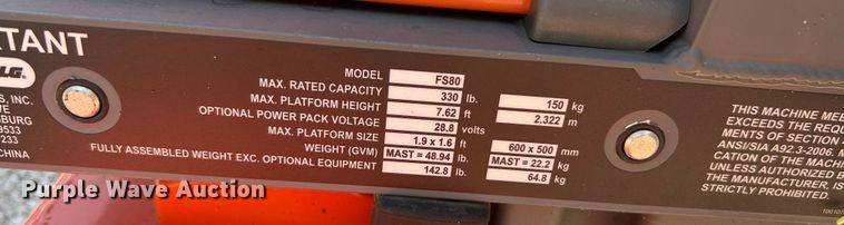 image for item LE9631 JLG FS80 Liftpod  vertical lift