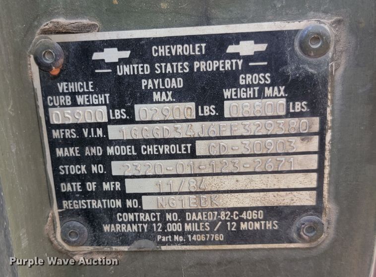 image for item LQ9046 1985 Chevrolet D30  brush fire truck