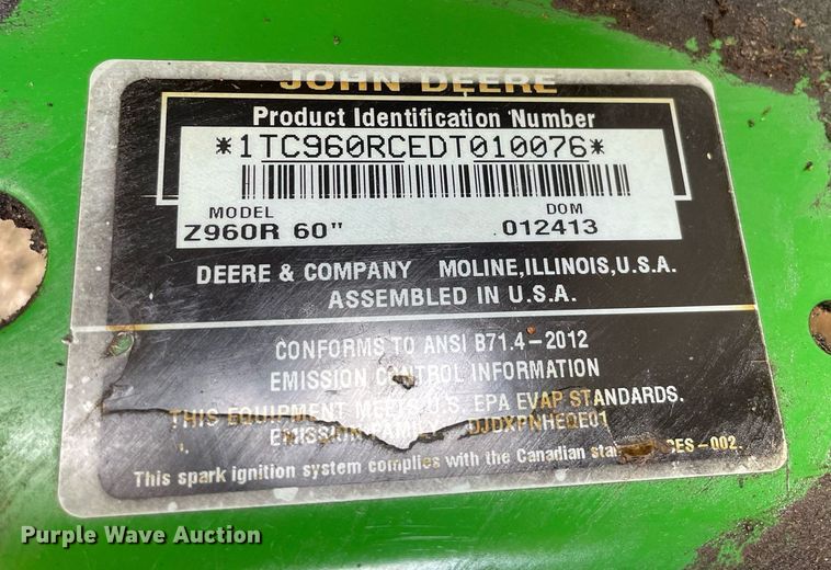 image for item LS9495 John Deere Z960  ZTR lawn mower