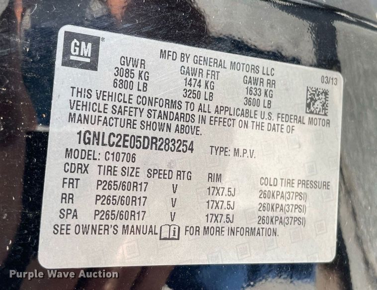 image for item LS9498 2013 Chevrolet Tahoe Police  SUV