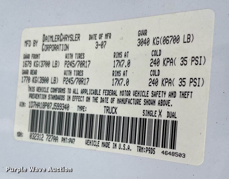 image for item LS9499 2007 Dodge Ram 1500  Quad Cab pickup truck