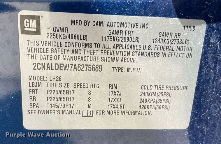 image for item LS9502 2010 Chevrolet Equinox  SUV