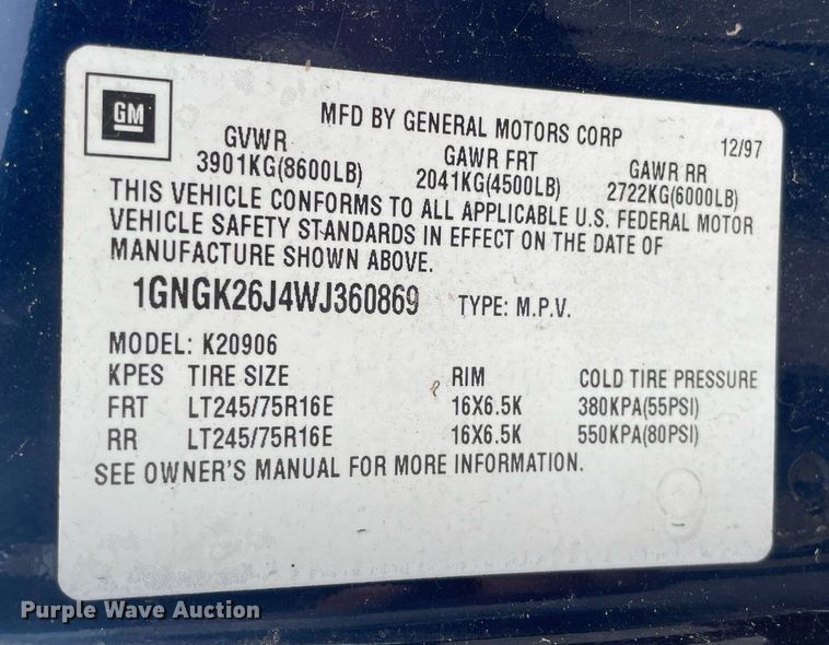 image for item LS9529 1998 Chevrolet Suburban K2500  SUV