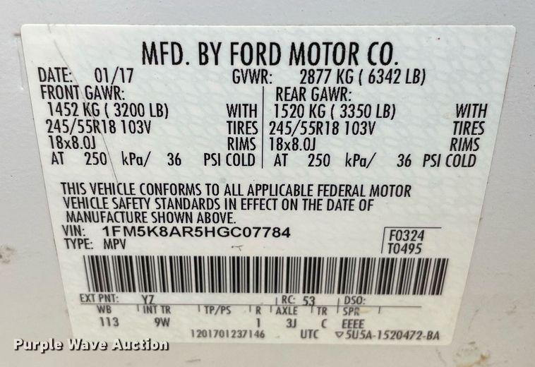 image for item LS9531 2017 Ford Explorer Police Interceptor  SUV