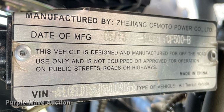 image for item LS9532 2013 CFMOTO X5 500 EFI  ATV